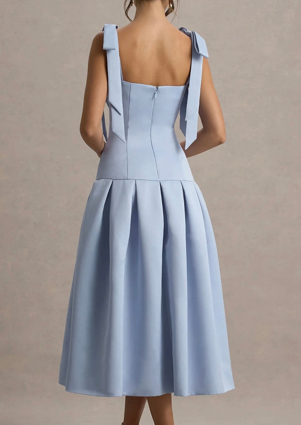 Graceful Bow Tube Top High Waist Irregular Spaghetti-Strap Dress