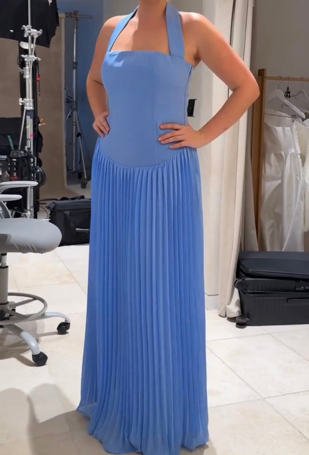 Elegant Halter Pleated Dress