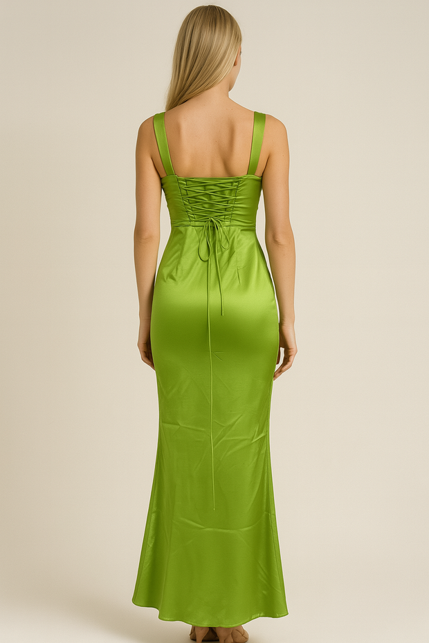 Elegant Sexy Backless Satin Sheath Suspender Dress