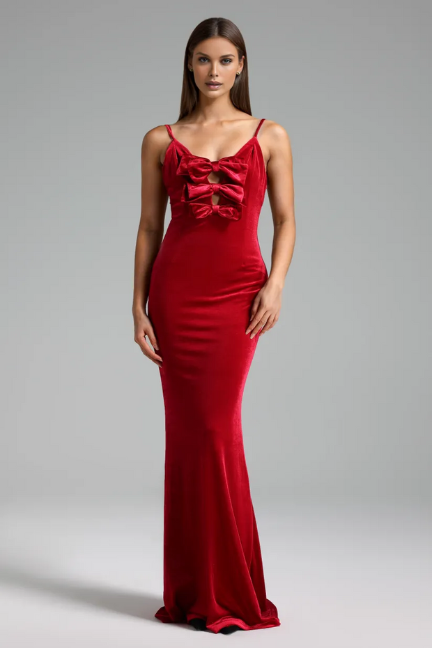 Sexy Strappy Bow Deep V-neck Slim-Fit Dress