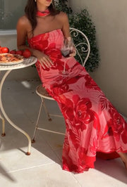 Sexy Bandeau Slim-Fit Printed Dress
