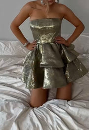 Sexy Tube Top Glossy Dress
