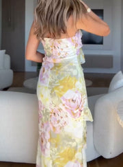 Spaghetti-Strap Ruffle Slimming Elegant Dress