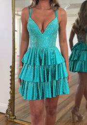 Sexy V-neck Brace Chest-Wrapped Diamond Backless Lace up Dress