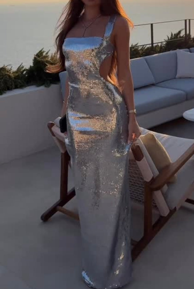 Affordable Luxury Fashion Sexy Backless Slim Fit Sequin Sling Dress