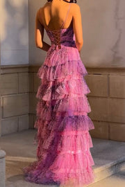 Sexy Spaghetti Straps Sleeveless Deep V Strap Net Yarn Cake Skirt