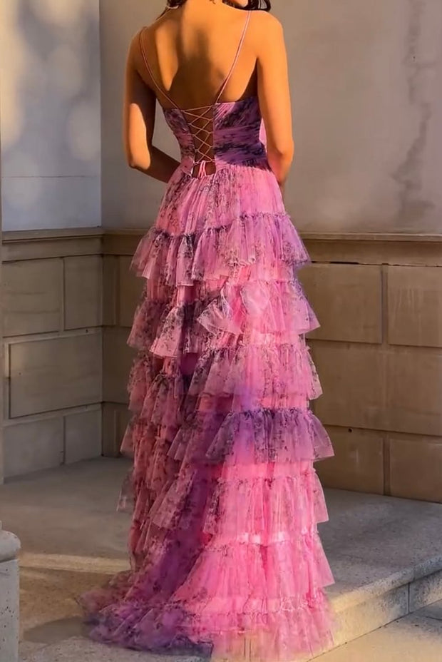 Sexy Spaghetti Straps Sleeveless Deep V Strap Net Yarn Cake Skirt