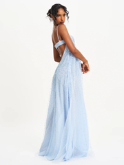 Sling Elegant Sequins Beads Dress