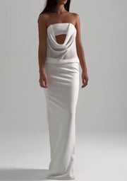 Sexy Tube Top Hollow out Swing Collar Mesh Tight Dress