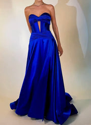 Elegant Chest-Wrapped Collar Long Big Hem Dress