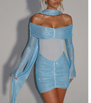 Sexy Sheath off-Shoulder Sequined Shiny Dress