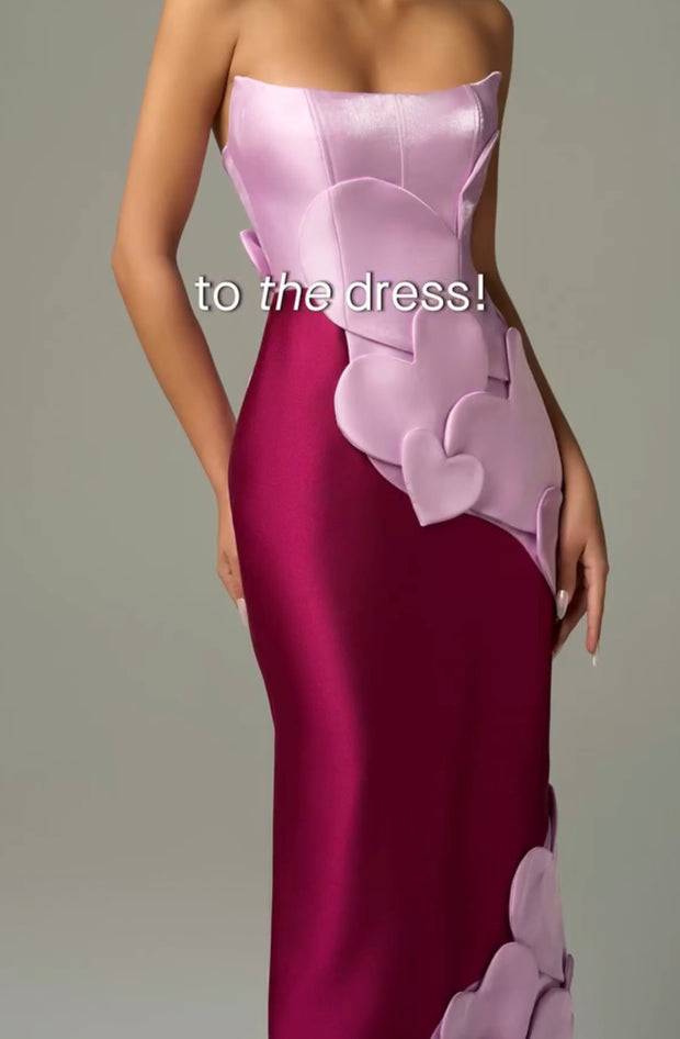 Sexy Patchwork Tube Top Love Sheath Dress