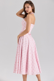 Sexy Halter Button Printed High-End Dress