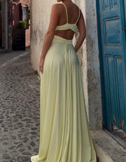 Sexy Spaghetti Straps Chest Wrap Hollow Split Dress