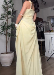 Sexy One-Shoulder Spaghetti Straps Chest Wrap Hollow Dress