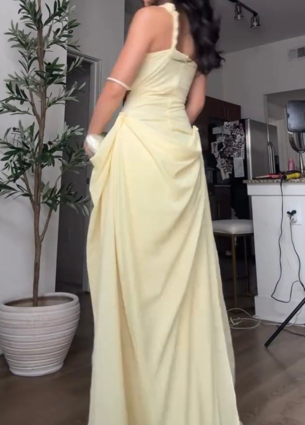 Sexy One-Shoulder Spaghetti Straps Chest Wrap Hollow Dress