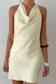 Sexy Halter Metal Chain Bare Back Dress