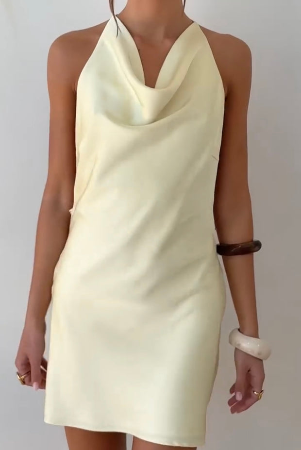 Sexy Halter Metal Chain Bare Back Dress