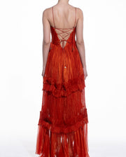 Sexy Neck Wrap Chest Pleated Mesh Dress
