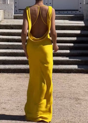 Solid Color Sexy Swing Collar Bare Back Strap Hip Bag Dress