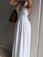 Sexy Neck-Wrapped Striped Waist Dress