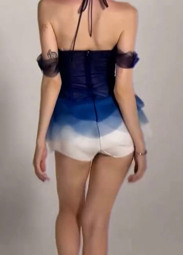 Sexy Halter Two Colors Slightly See-through Skirt