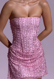 Pink Bra Beads Temperament Dress
