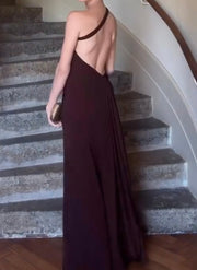 Graceful and Fashionable Solid Color Sleeveless Waist Dress