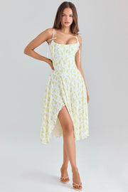 Sexy Spaghetti-Strap Floral Print Bow Holiday Dress