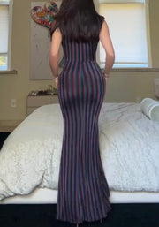Sexy Velvet Striped Sheath Dress