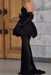 Waist-Controlled Lace-up Fishbone Tube Top Puffy Ultra Short Dress