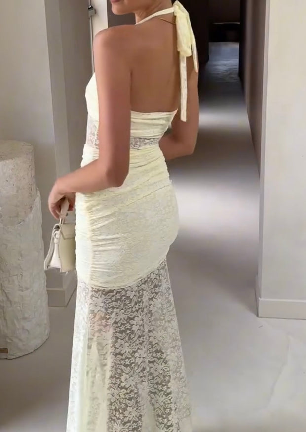 Sexy Fashion Series Neck See-through Slim-Fit Slimming Lace Dress