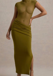 Fashion Hollowed-out Mesh See-through round Neck Sleeveless Dress