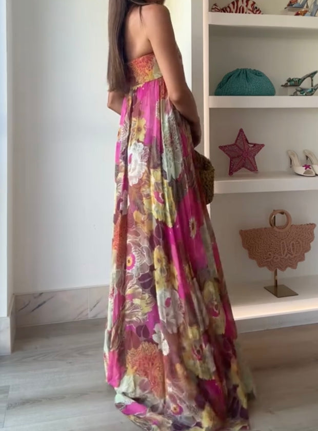 Sexy Print Tube Top Dress