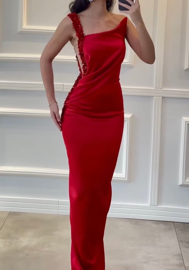 Fashion Personality Buckle Sling Waist Dress