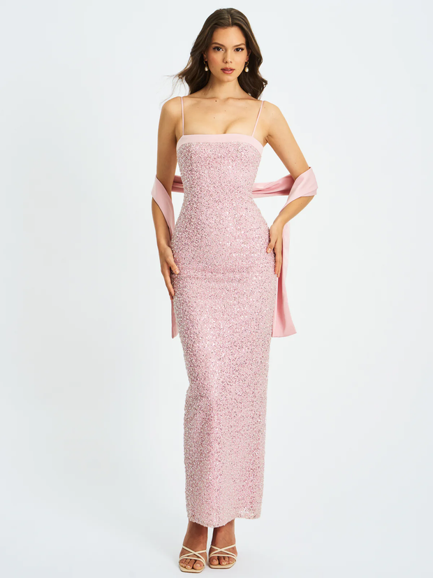 Sexy Sequined Suspender Beads Strap Temperament Dress