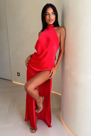 Elegant Elegant Halter Sleeveless Split Slimming Dress