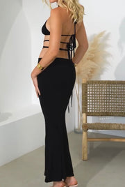 Sexy Halter Hollow out Strap Sheath Dress