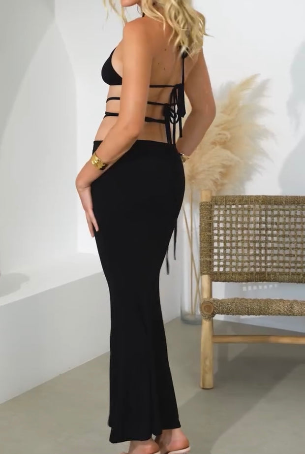 Sexy Halter Hollow out Strap Sheath Dress