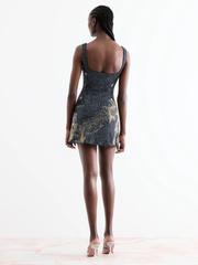 Blue Fashion Camisole Dragon Dance Pattern Diamond Dress