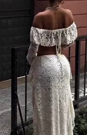 Sexy Lace Chest Wrap Long Sleeve Dress Suit