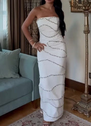 Sexy Temperament Tube Top Diamond Tight Waist Sheath Hip Dress