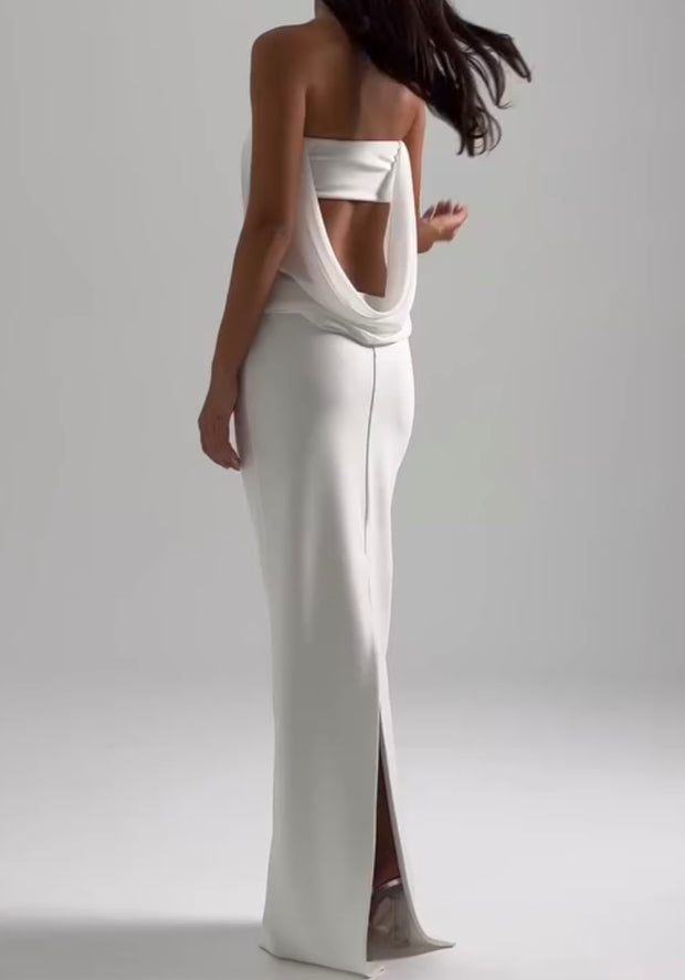 Sexy Tube Top Hollow out Swing Collar Mesh Tight Dress