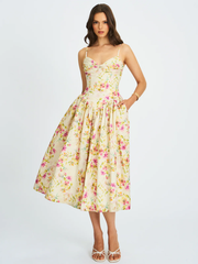 Sexy Spaghetti-Strap Floral Print Temperament Dress