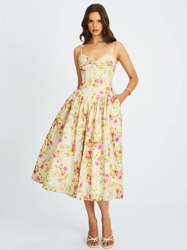 Sexy Spaghetti-Strap Floral Print Temperament Dress