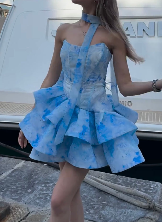 Sexy Floral Printed Slim V-neck Bud Dress