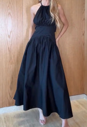 Elegant Slim-Fit Slimming Halter Cinched Sleeveless Dress