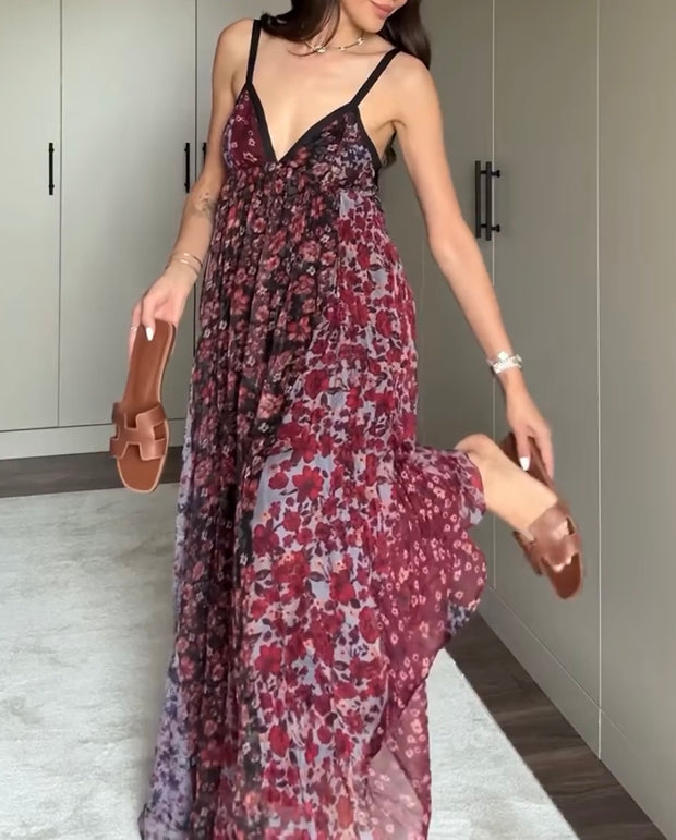 Floral Slim-Fitting Sling Dress