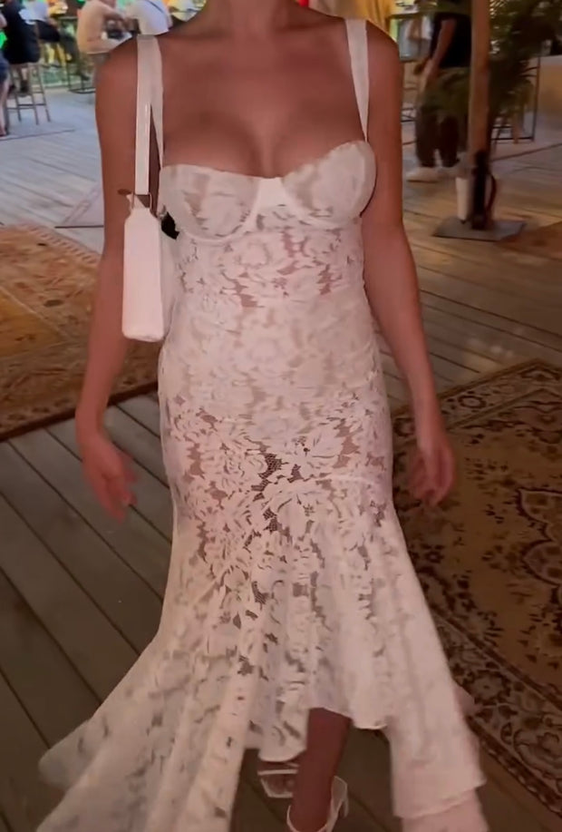Sexy Suspenders See-through Lace Dress