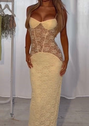 Lace Sling Fashion Elegant Shoulder-Baring Slim Fit Dress